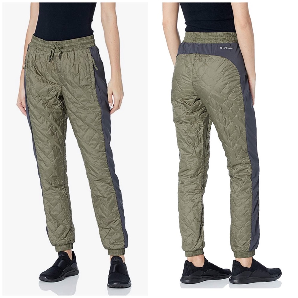 Columbia sweet view insulated quilted pants Olive green grey NWT Medium
